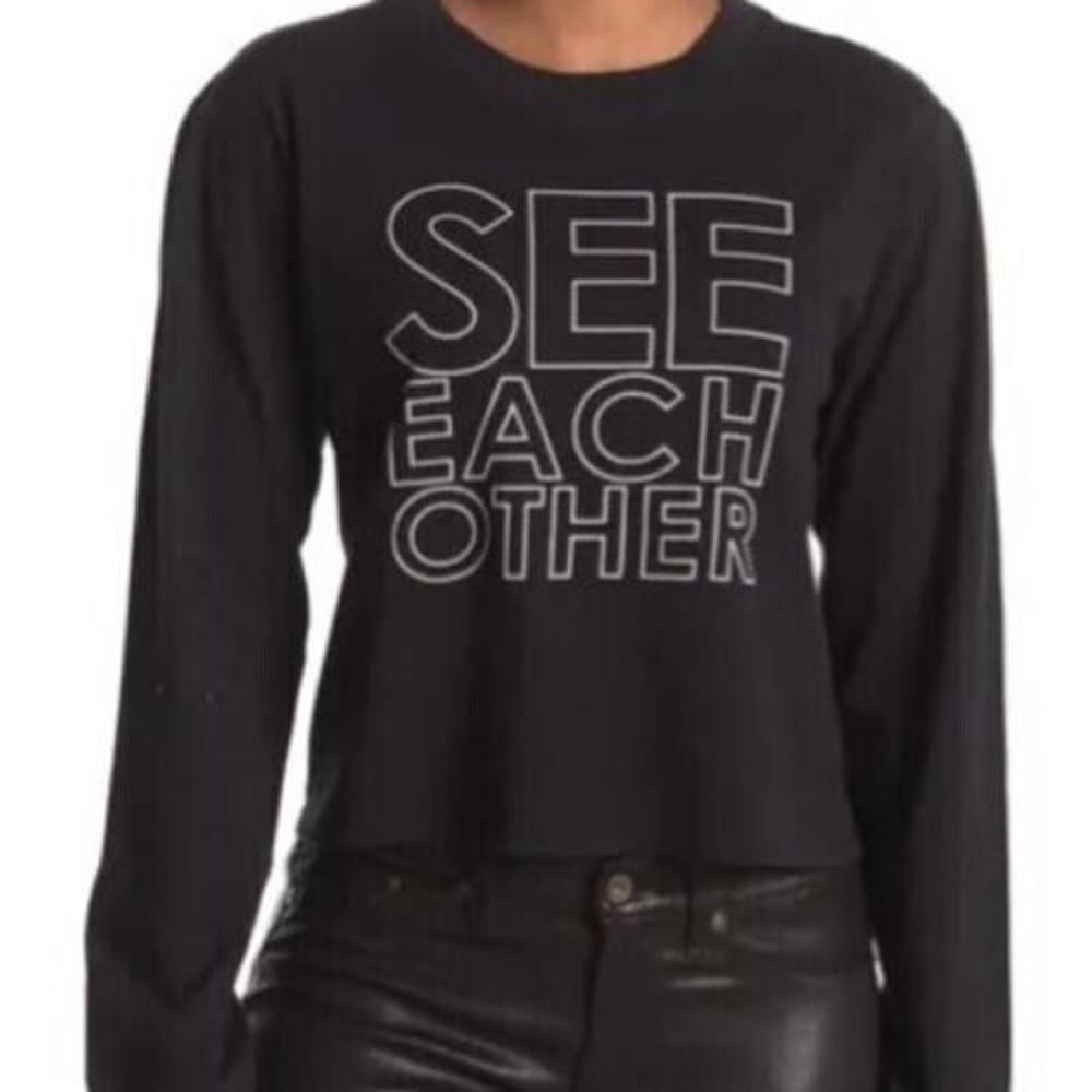 Abound Women's Graphic Long Sleeve T-Shirt‎ in Black See Each Other 2XS